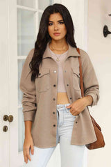 Snap Down Collared Jacket - Trendsi - Flyclothing LLC
