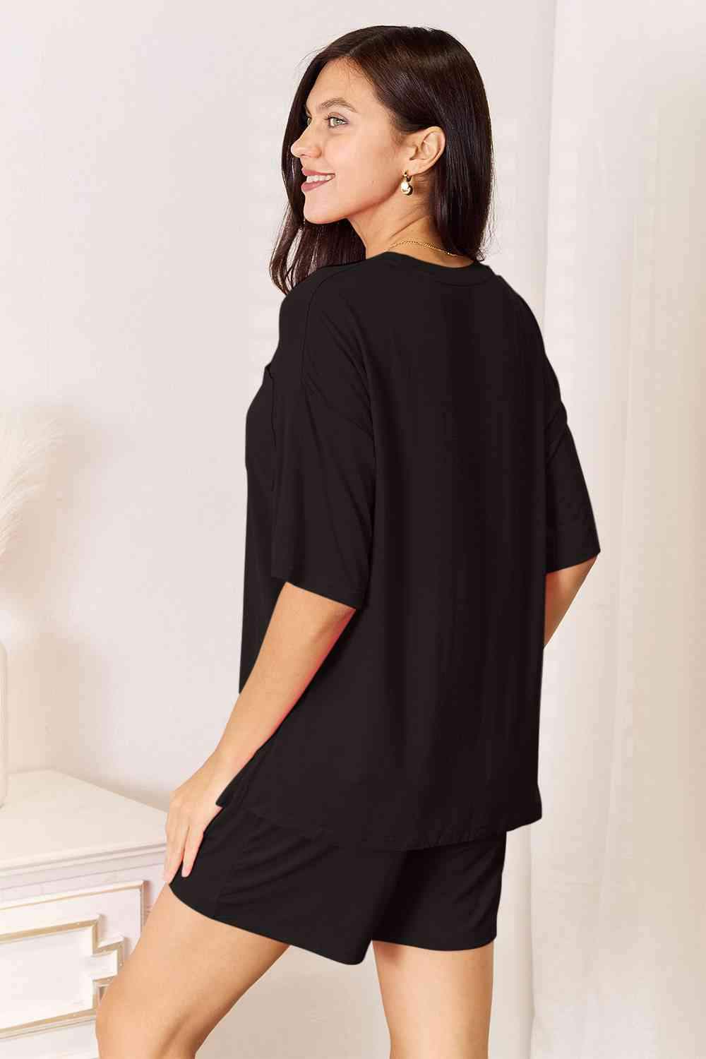 Basic Bae Full Size Soft Rayon Half Sleeve Top and Shorts Set - Trendsi - Flyclothing LLC
