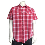 Men's Red & White Shadow Plaid Short Sleeve Western Shirt - Rockmount Clothing