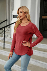 Round Neck Long Sleeve T-Shirt - Trendsi