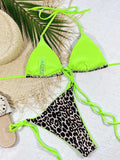 Leopard Print Halter Neck Tie Side Bikini Set - Trendsi - Flyclothing LLC