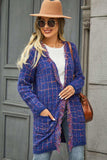 Plaid Fringe Trim Open Front Longline Cardigan - Trendsi - Flyclothing LLC