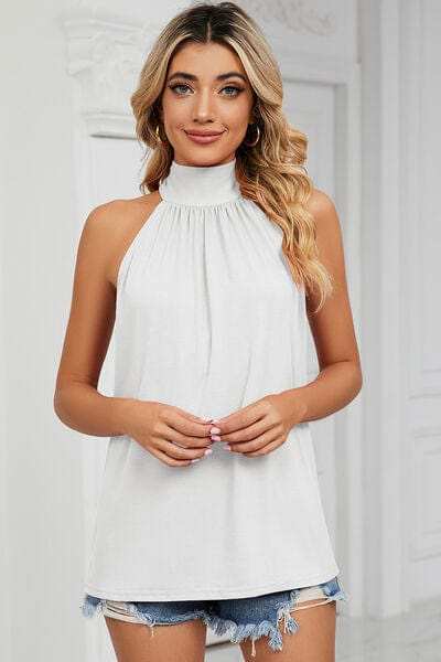 Tied Grecian Neck Tank - Trendsi - Flyclothing LLC