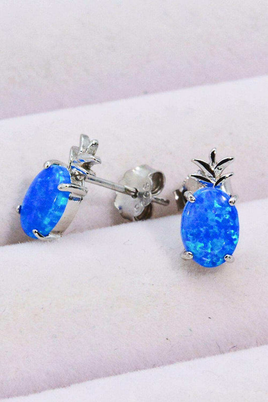 Opal Pineapple Platinum-Plated Earrings - Trendsi - Flyclothing LLC