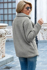 Full Size Lapel Collar Sherpa Coat - Trendsi - Flyclothing LLC