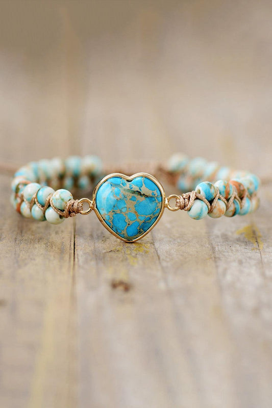 Handmade Heart Shape Natural Stone Bracelet - Trendsi