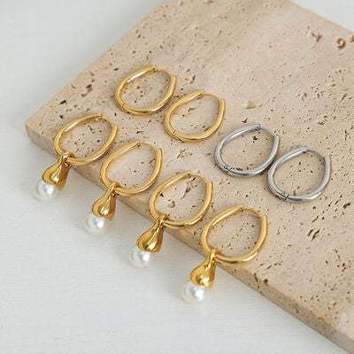 Titanium Steel Huggie Earrings - Trendsi - Flyclothing LLC