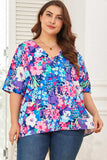 Floral Center Seam V-Neck Blouse - Trendsi - Flyclothing LLC
