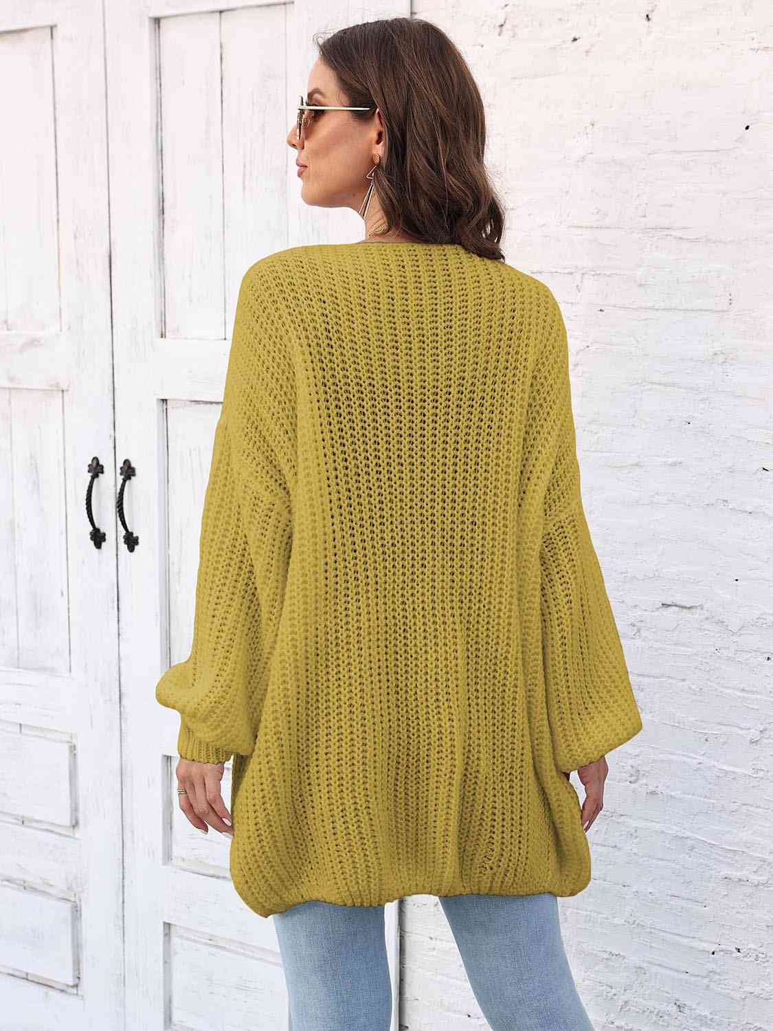 Open Front Dropped Shoulder Longline Cardigan - Trendsi - Flyclothing LLC