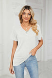 Decorative Button V-Neck Tee - Trendsi - Flyclothing LLC