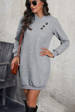 Textured Decorative Button Mini Dress - Trendsi
