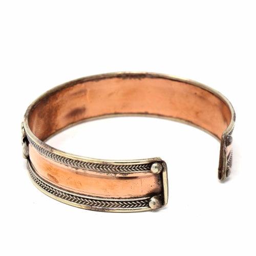 Copper and Brass Cuff Bracelet: Healing Shiva - DZI (J) - Flyclothing LLC