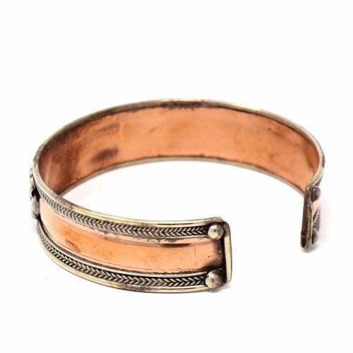 Copper and Brass Cuff Bracelet: Healing Shiva - DZI (J) - DZI (J)