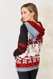 Double Take Full Size Christmas Drawstring Long Sleeve Hoodie - Trendsi
