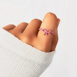 925 Sterling Silver Inlaid Zircon Bow Ring - Trendsi