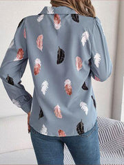 Button Up Printed Collared Neck Shirt - Trendsi