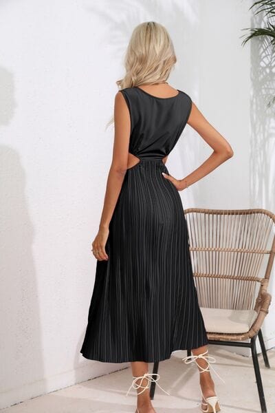 Cutout Ruched Round Neck Tank Dress - Trendsi