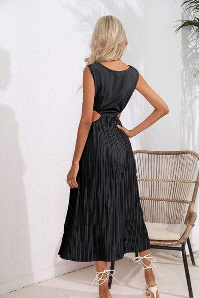 Cutout Ruched Round Neck Tank Dress - Trendsi - Flyclothing LLC
