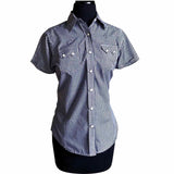 Rockmount Ranch Wear Womens Short Sleeve Navy Gingham Check Western Shirt - Rockmount Clothing