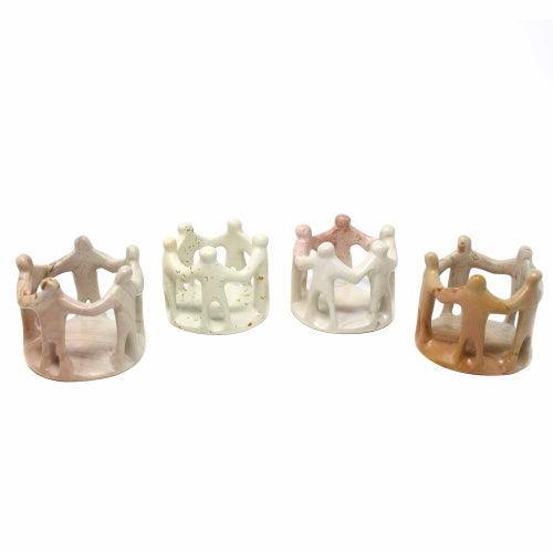Natural Soapstone Circle of Friends Sculpture - Smolart