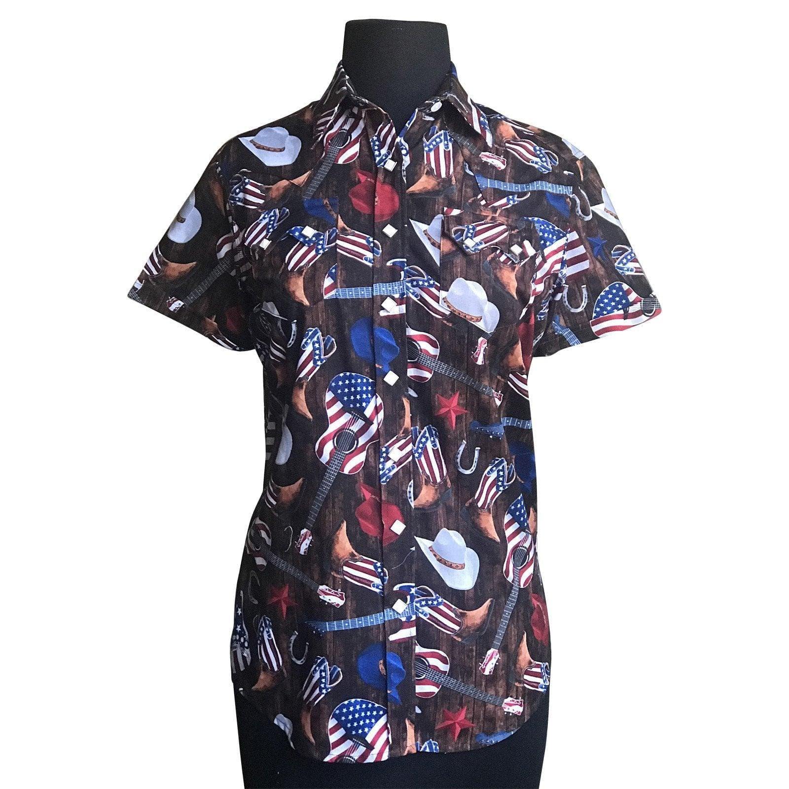 Rockmount Ranch Wear Womens Short Sleeve American Flag Western Shirt - Rockmount Clothing