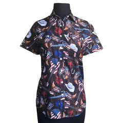 Rockmount Ranch Wear Womens Short Sleeve American Flag Western Shirt - Rockmount Clothing