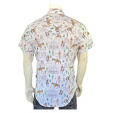 Rockmount Clothing Mens White Cactus & Cowboys Print Short Sleeve Western Shirt - Rockmount Clothing