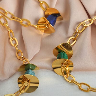 Natural Stone Pendant Titanium Steel Necklace - Trendsi