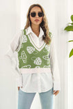 Printed Plunge Neck Sweater Vest - Trendsi - Flyclothing LLC