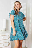Double Take Short Flounce Sleeve Tiered Dress - Trendsi - Flyclothing LLC