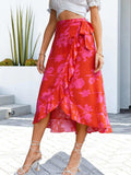Floral Tied Ruffled Skirt - Trendsi - Flyclothing LLC