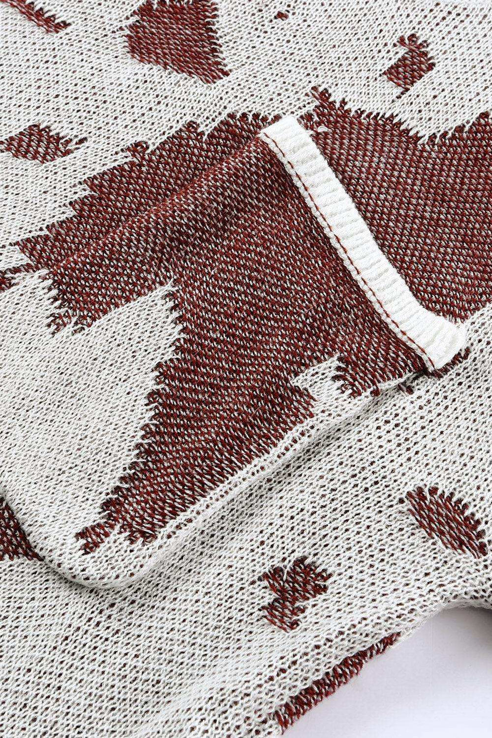 Contrast Round Neck Drop Shoulder Sweater - Trendsi - Flyclothing LLC