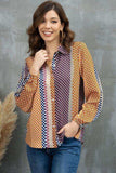Printed Collared Neck Long Sleeve Shirt - Trendsi - Flyclothing LLC