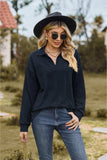 Collared Neck Cable-Knit Long Sleeve Blouse - Trendsi - Flyclothing LLC
