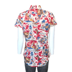 Rockmount Clothing Womens Red Western Hawaiian Print Short Sleeve Shirt