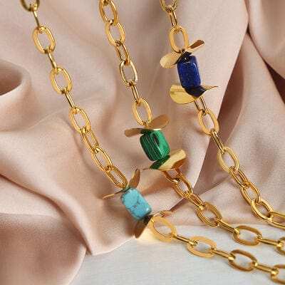 Natural Stone Pendant Titanium Steel Necklace - Trendsi - Flyclothing LLC