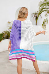 Contrast Scoop Neck Openwork Half Sleeve Cover Up - Trendsi - Flyclothing LLC
