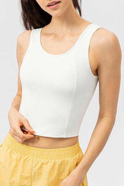 Round Neck Wide Strap Active Tank - Trendsi - Flyclothing LLC