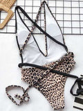 Tied Leopard Plunge One-Piece Swimwear - Trendsi - Flyclothing LLC