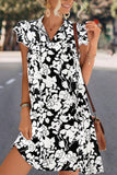Floral Tie Neck Butterfly Sleeve Dress - Trendsi