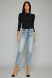 Kancan High Waist Button Fly Raw Hem Cropped Straight Jeans - Trendsi