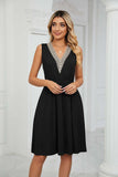 Contrast V-Neck Sleeveless Dress - Trendsi - Flyclothing LLC