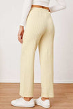 Textured Elastic Waist Straight Pants - Trendsi - Flyclothing LLC