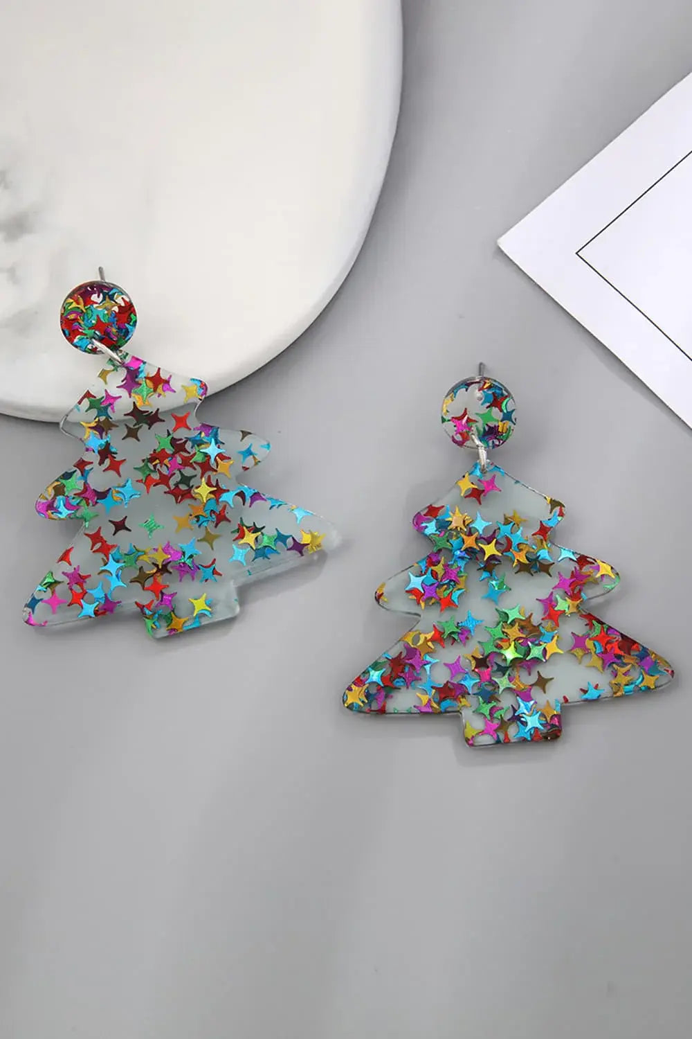 Christmas Tree Acrylic Earrings - Trendsi - Flyclothing LLC