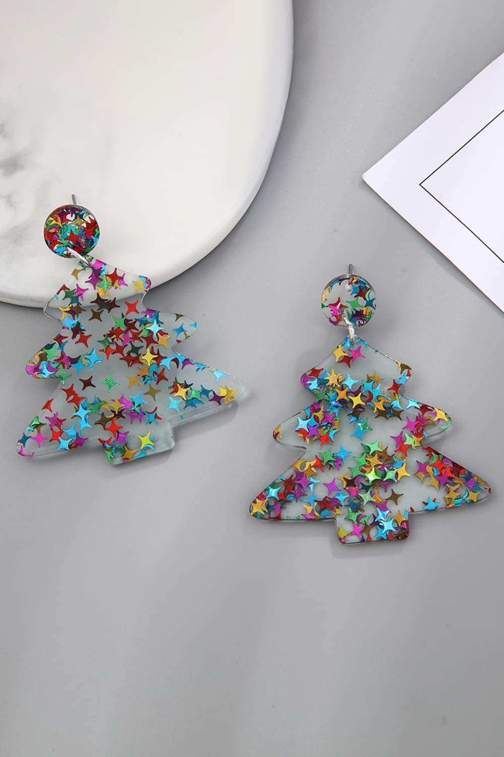 Christmas Tree Acrylic Earrings - Trendsi - Flyclothing LLC