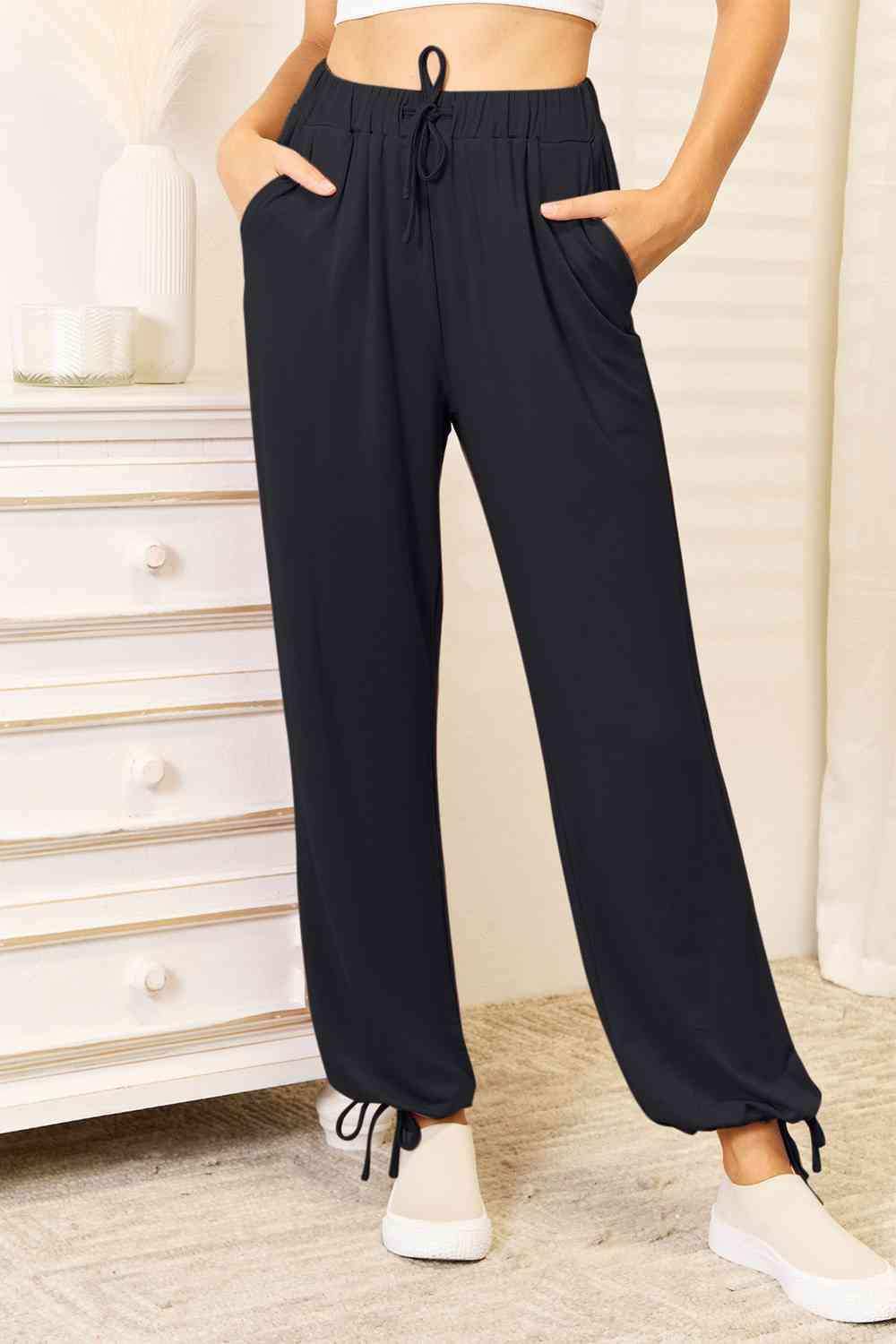 Basic Bae Full Size Soft Rayon Drawstring Waist Pants with Pockets - Trendsi - Flyclothing LLC