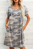 Scoop Neck Short Sleeve Pocket Dress - Trendsi - Flyclothing LLC