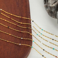 18K Gold-Plated Oil Drip Bead Necklace - Trendsi