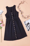 Sleeveless Button Down Mini Dress - Trendsi