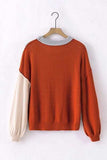 Contrast Round Neck Dropped Shoulder Sweater - Trendsi - Flyclothing LLC